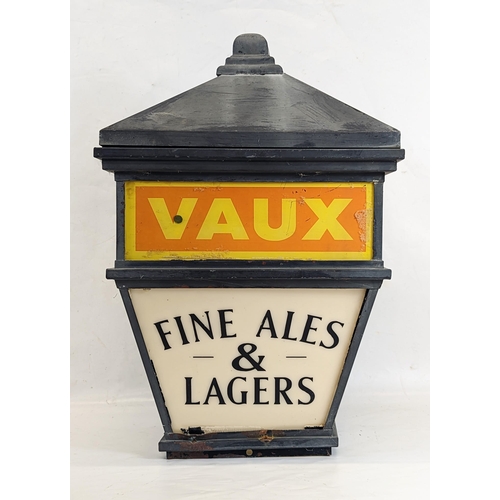 161 - A lantern head advertising Vaux brewery. 36x54cm