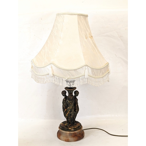 441 - An ornate table lamp on marble base. Without shade, 50cm