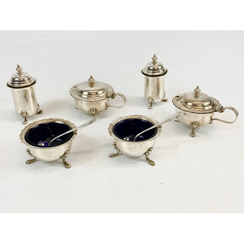 442 - A silver plated cruet set in case by Werr & Sons