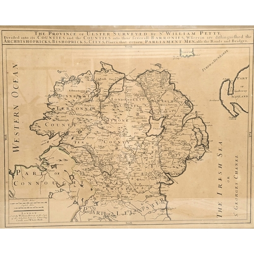 170 - A 19th century map of the Province of Ulster, taken from an earlier 17th century map by Sir William ... 