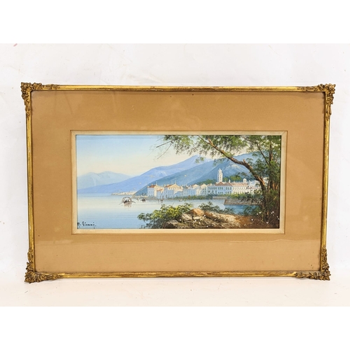 176 - A 19th century gouache painting by Italian artist Maria Gianni in a gilt frame. 43.5x21.5cm