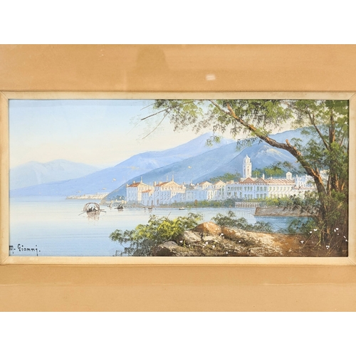 176 - A 19th century gouache painting by Italian artist Maria Gianni in a gilt frame. 43.5x21.5cm