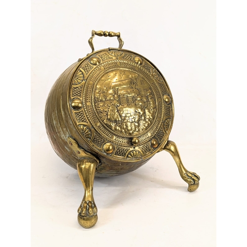 183 - A late Victorian brass coal scuttle. 35x37x42cm