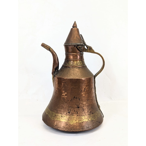 185 - A Victorian brass kettle with an early 20th century copper kettle. 22x35cm