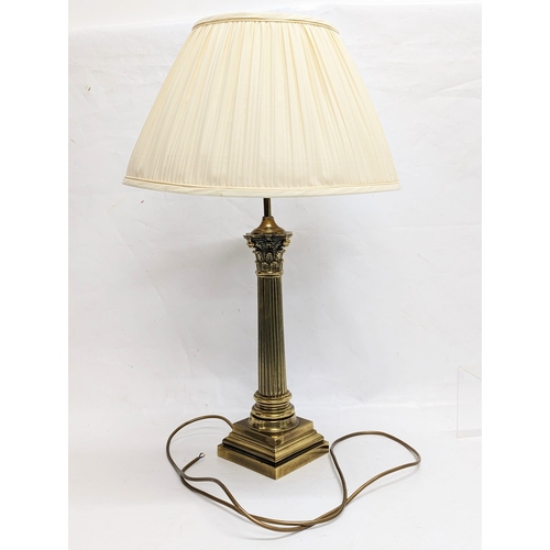 190 - A vintage brass Corinthian pillar table lamp. 54cm