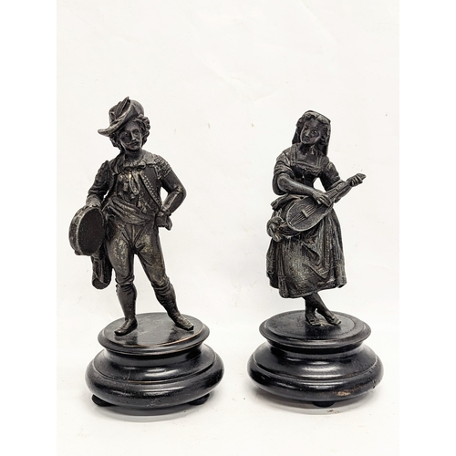 192 - A pair of late 19th century spelter figures. Tallest measures 26cm