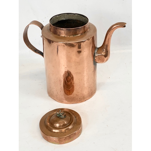 211 - A large Victorian copper kettle. 27 x 25cm