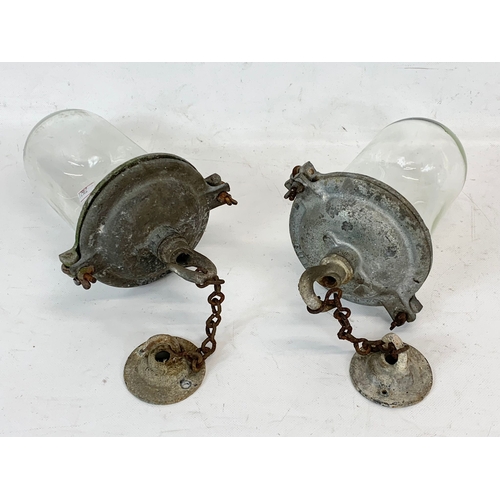 265 - A pair vintage industrial Smithlite steampunk light fittings. 27cm