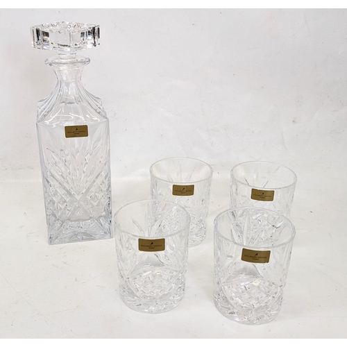 574 - A set of 4 Killarney Crystal whiskey tumblers with Killarney Crystal decanter.