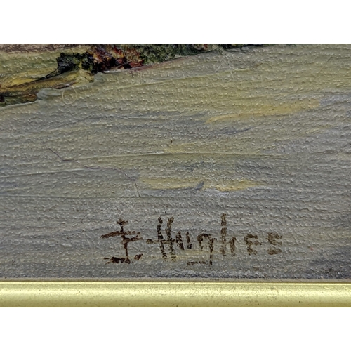 312 - A signed oil painting by Hughes. Without frame 30.5x23cm