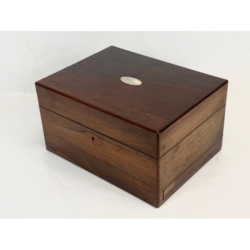 327 - A Victorian rosewood vanity box with key. 30.5 x 23.5 x 16.5cm