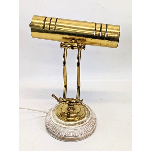 329 - A brass desk lamp. 28cm