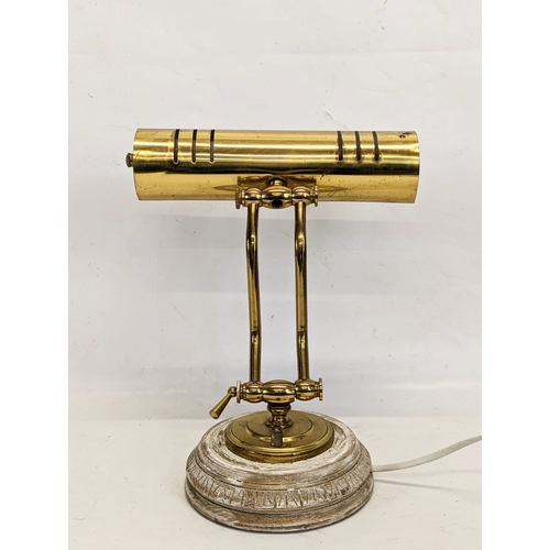 330 - A brass desk lamp. 29cm