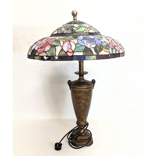 341 - A large Tiffany style lamp. Shade measures 63x23cm