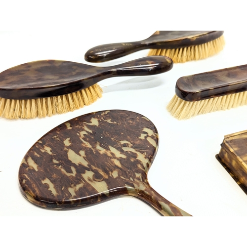 351 - A faux tortoise shell vanity set