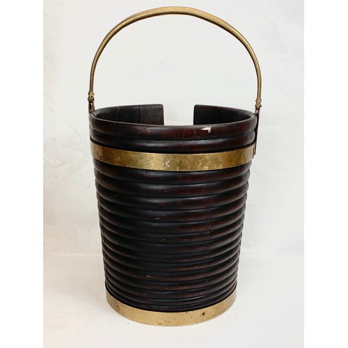 104 - A George III mahogany brass bound plate bucket. Georgian. Circa 1780-1800. 36 x 45.5cm