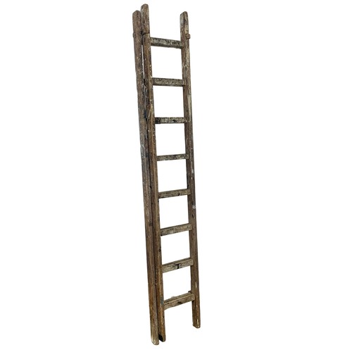 59 - A set of vintage pine wooden extendable ladders.