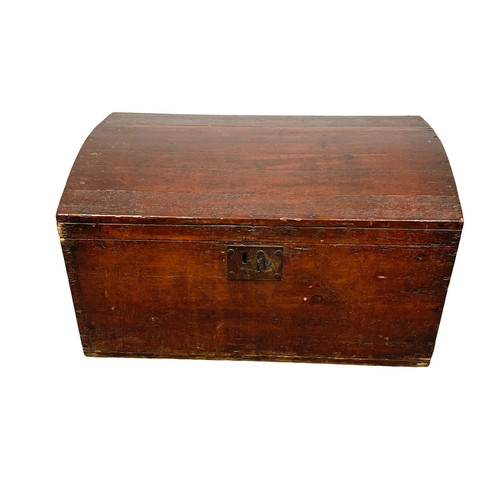 266 - A Victorian pine dome top trunk. 61 x 38.5 x 33cm