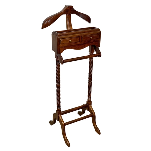 1130 - A large mahogany valet stand with 2 drawers. 126.5cm