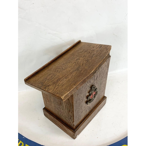 385C - A small oak lectern and a Boys Brigade sign.