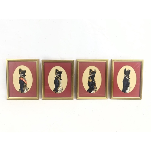 111 - A set of 4 prints depicting 18th century Royal Navy officers. 19x24cm