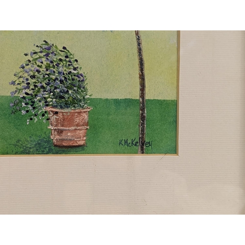 114 - A signed Kay McKelvey watercolour and oil painting. 44.5x34.5cm with frame.