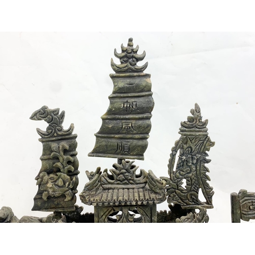 120 - A large early 20th century Chinese carved jade ship on wooden base. Circa 1900. 38 x 36cm.