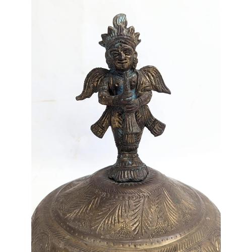 121 - A large ornate late 19th century brass urn, Burmese / Indian. Circa 1880-90s. 35x57.5cm