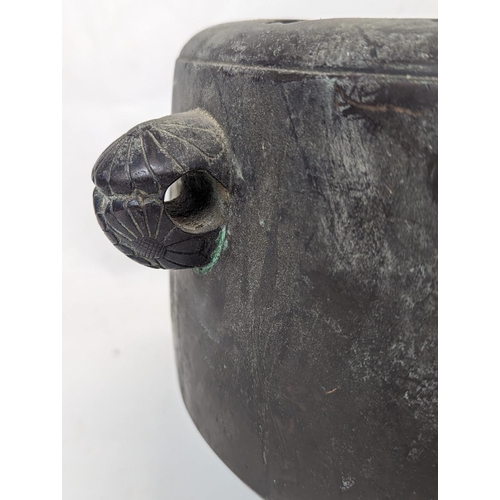 122 - A large early 19th century Burmese bronze incense pot. 36x18cm