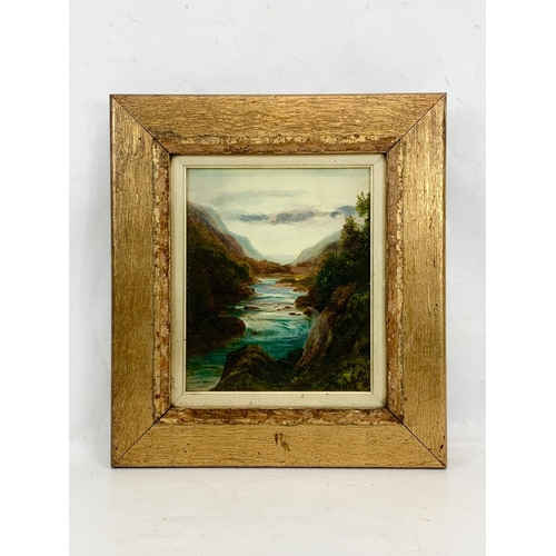 14 - A 19th to early 20th century oil painting in a gilt wood frame. Painting measures 22.5 x 27cm. Frame... 