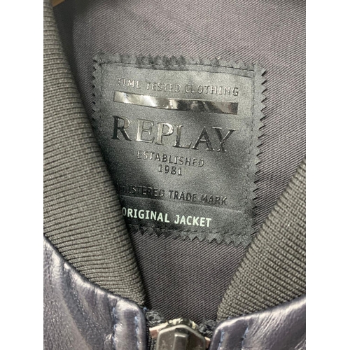 148 - A Replay leather jacket. Medium.