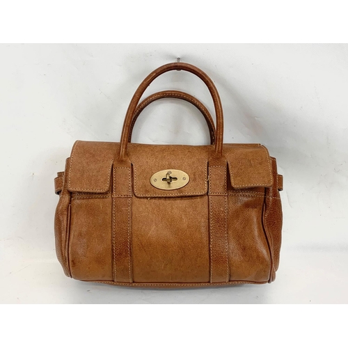 214 - A Mulberry brown leather Bayswater satchel handbag. 30cm