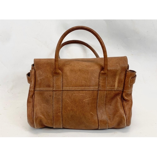 214 - A Mulberry brown leather Bayswater satchel handbag. 30cm