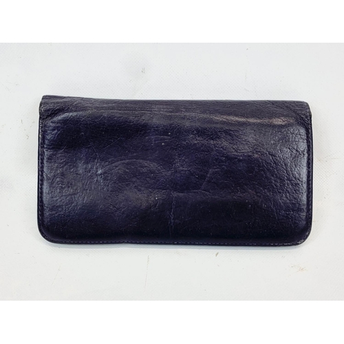 221 - A vintage Mulberry long locked buffalo leather wallet.