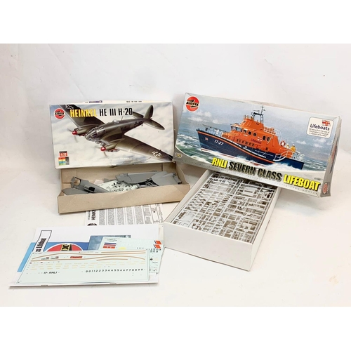 260 - 2 Airfix models. Heinkel HE III H-20, 1:72. RNLI Seven Class Lifeboat, 1:72.