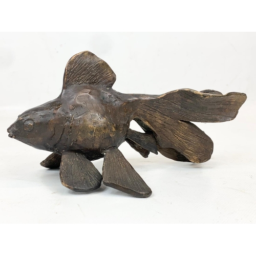 268 - 2 bronze figures. Fish measures 20cm