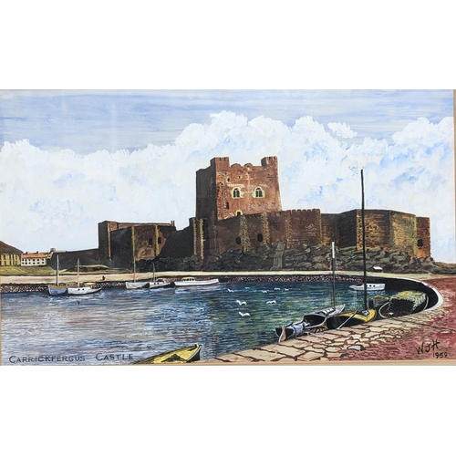 278 - A painting of Carrickfergus Castle, signed W. J. H. 1959. 60x43cm