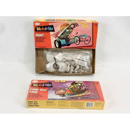 286 - 2 unopened Weird-Ohs model toys, by Testors. Leaky Boat Louie and Digger. 36cm