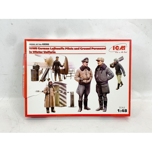 292 - 5 unopened boxes of WWII model figures. ICM WWII German Luftwaffe Pilots and Ground Personnel in Win... 