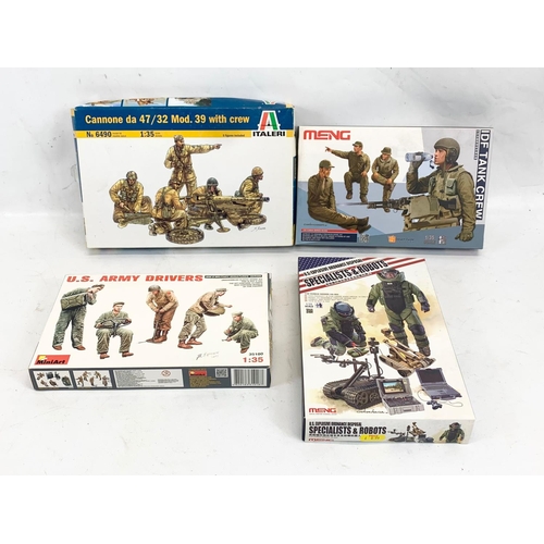 293 - 4 unopened boxes of WWII model figures. Italeri Cannone da 47/32 mod 39 with crew, MiniArt U.S Army ... 