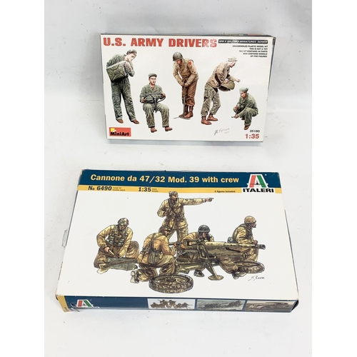 293 - 4 unopened boxes of WWII model figures. Italeri Cannone da 47/32 mod 39 with crew, MiniArt U.S Army ... 