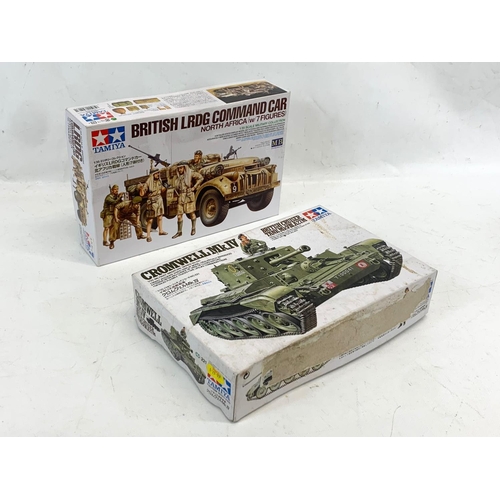 298 - 4 unopened boxes of WWII model figures by Tamiya. British LRDG Command Car North Africa, Cromwell MK... 