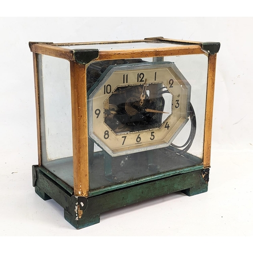 323 - An early 20th century scratch built skeleton type clock in glass case, circa 1920-30. 21x13.5x20cm