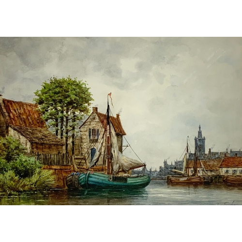 35 - A large late 19th century watercolour painting by Dutch artist J. Van Couver. Near Utrecht, Holland.... 