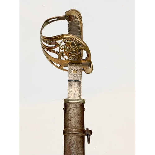 40 - A Victorian military officers sword, with officers initials “MH”. Stamped Henry Wilkinson Pall Mall ... 