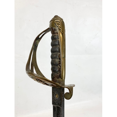 40 - A Victorian military officers sword, with officers initials “MH”. Stamped Henry Wilkinson Pall Mall ... 