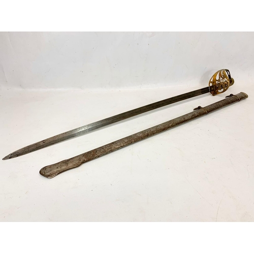 40 - A Victorian military officers sword, with officers initials “MH”. Stamped Henry Wilkinson Pall Mall ... 