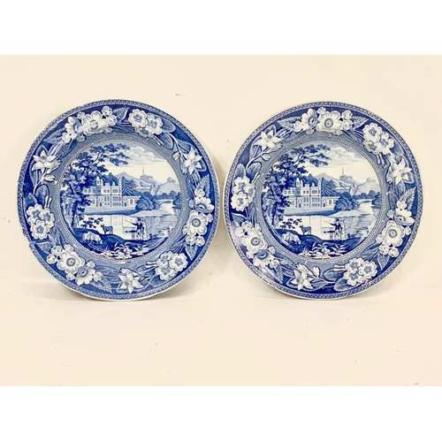 472 - A pair of early 19th century blue and white porcelain bowls, with Audley End Country House. 25cm