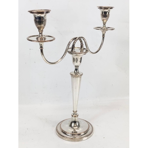 474 - A pair of large Edwardian silver plated candelabras. 35 x 42cm