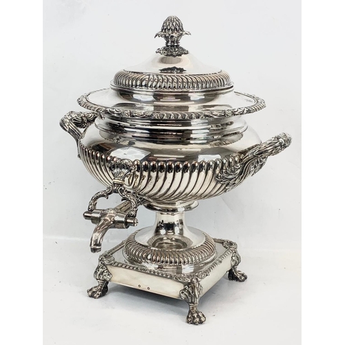 475 - A large quality Regency period silver plated tea urn. Circa 1810-1820. 37 x 45cm